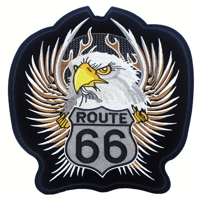 Embroidered American Eagle Route 66 Motorcycle Biker Back Patch Iron on ... - £26.33 GBP