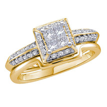 14k Yellow Gold Princess Diamond Bridal Wedding Ring Band Set 1/2 Ctw - £923.25 GBP