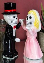 Day Of The Dead Wedding Dance Skeletons Lovers Ceramic Salt Pepper Shake... - $16.99