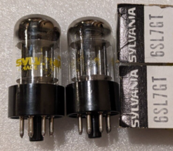 6SL7GT Sylvania Matched Pair Tubes NIB NOS Testing Black Plates Top Halo Getter - £56.36 GBP