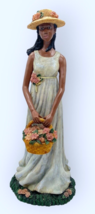 African American Flower Lady with Basket Mixed Media Figurine Signed You... - $30.56