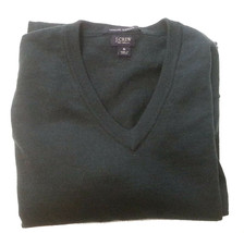 J. Crew Men Size S Italian Merino Wool Sweater Dark Green V-Neck  - £25.75 GBP