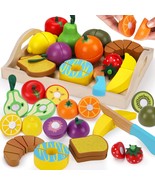 Wooden Pretend Play Food Sets Cutting Toys For Kids Kitchen Accessories ... - £36.71 GBP