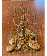 Wire Art Tree Sculpture Goldtone on Iron Base [e-02] - $239.18 MXN