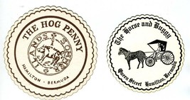 The Hog Penny and The Horse &amp; Buggy Drink Coasters Hamilton Bermuda - £13.78 GBP