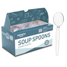 Plastic Soup Spoons, Heavyweight Clear Cutlery, Disposable Utensils For ... - £23.42 GBP