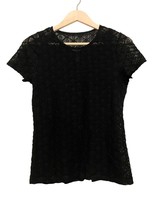 Lauren Ralph Lauren Embroidered Lace Blouse Top Women Size Medium Black Overlay - $13.22