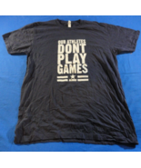 AMU AMERICAN MILITARY UNIVERSITY OUR ATHLETES DON&#39;T PLAY GAMES BLUE T-SH... - $20.58
