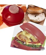 NEW TUPPERWARE BAGEL CREAM CHEESE KEEPER FOR ON THE GO  RED W/SHEER SMIDGET - €8,51 EUR