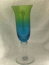 Vintage Vietri Blue&amp;Green Goblet 10” Tall Glasses Wine/Water Or Champagn... - $37.39