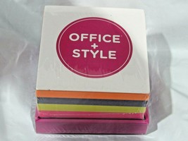 Office + Style Sticky Note Pad Block Multi Color with Holder 3.25&quot; by 3.25&quot; - £3.18 GBP