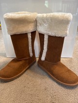 ARIZONA Jean company Syrus Brown faux suede faux fur Lined boots size 8 ... - $23.02