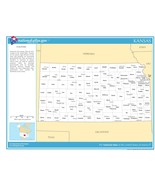 Kansas State Counties w/Cities Laminated Wall Map - £151.01 GBP