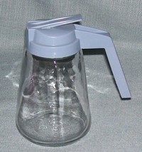 Vintage GEMCO Clear Glass SYRUP PITCHER /Creamer - Blue Plastic Handle U... - $5.95