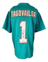 Tua Tagovailoa Miami Firmado Verde Azulado Camiseta de Fútbol Bas - £181.83 GBP