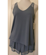 Flora Nikrooz print two-piece Pajama Set (Top &amp; tap pant) Size Medium Demin - $31.11 CAD