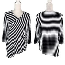 Chico&#39;s Travelers Collection Spliced Layered Top Black White 1 S 8-10 - £19.55 GBP