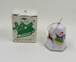 Lillian Vernon Santa With Sleigh Christmas Holiday Bell 1986 Ornament Porcelain - £10.38 GBP