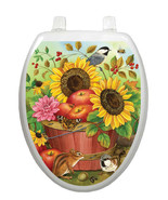 Toilet Tattoos®  Fall Basket  Sunflowers Vinyl Seat Lid Cover Removable Reusable - $25.30