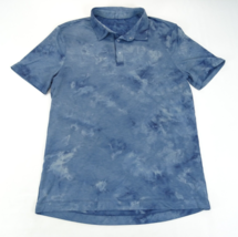 Lululemon Live In Practice Polo Shirt Size M/L Short Sleeve Blue Camo Vent - $21.80