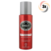 3x Sprays Brut Attraction Totale Deodorant Body Spray For Men  | 200ml - £18.68 GBP