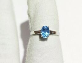 Sterling Silver Swiss Blue Topaz Ring 1.1 Ct Natural Swiss Blue Topaz Ring  - £28.70 GBP