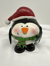 bobble head penguin metal Christmas W/ Defects - $9.85