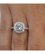 Halo Engagement Ring 2.25Ct Round Cut Simulated Diamond 14K White Gold i... - £192.50 GBP