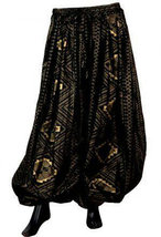  Beautiful GOLD Assuit Print Tribal Bellydance Bohemian ATS Gypsy Pantal... - £54.92 GBP