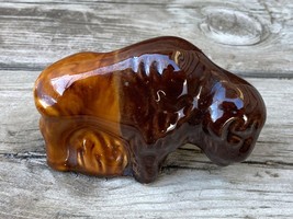 Vtg Sm. Stoneware South Dakota Art Pottery Buffalo Bison Figurine - £15.60 GBP