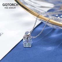 Natural Gemstone Women&#39;s Perfume Bottle Square Crystal Pendant Necklace Simple F - £27.20 GBP