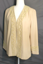 MACIS BEIGE PEARLED BLAZER SIZE 14 LONG SLEEVE FORMAL OPEN FRONT LINED B... - $197.39 MXN