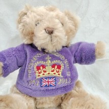 2012 Keel Toy Bear Queen Jubilee Plush Toy 1952-2012 Beige W/Purple Swea... - $18.51
