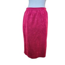 Vintage Womens Size 10 Red Faux Suede Pencil Skirt Below Knee Pockets - £27.07 GBP