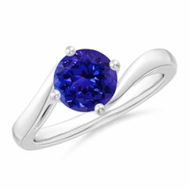 ANGARA Classic Round Tanzanite Solitaire Bypass Ring for Women in 14K Solid Gold - £1,544.59 GBP