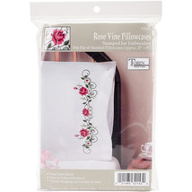 Tobin Stamped For Embroidery Pillowcase Pair 20&quot;X30&quot;-Rose Vine - £15.51 GBP