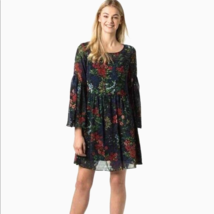 Lauren Ralph Lauren Sz 4 Oceana Georgette Floral Dress Bell Sleeve Sheer... - $29.69