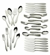 Lenox Sculpt 65 PC Flatware Set Service For 12 &amp; 5PC Hostess Stainless 1... - £164.45 GBP