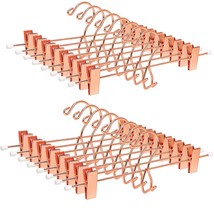 24 Pack Add-On Rose Gold Metal Pant Skirt Hangers, Multi Stackable Add O... - £43.09 GBP