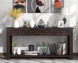 Rustic Classic Console 4 Storage Drawers And Open Bottom Shelf, Wooden S... - $518.99