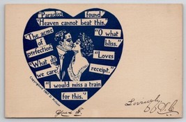 Couple Kissing In A Heart Heaven Cannot Beat This By D Hillson Postcard B40 - £6.25 GBP