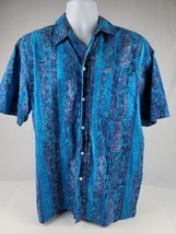 Vintage 1980&#39;s The Men&#39;s Store Sears Hawaiian Surf Shirt Blue Size Large VG con - £24.04 GBP