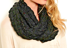 Scarf Infinity 15 in x 60 in Black Sequin Soft Lightweight Many Ways to ... - $9.67