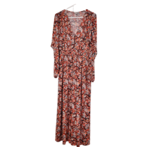 ASOS Design Maxi Dress Size 6 Orange Black Animal Floral Print Long Sleeve - £27.13 GBP