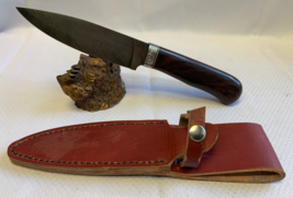 George Muller Forge Fixed Blade Damascus Steel Knife w/ Sheath Plain Edg... - £434.50 GBP