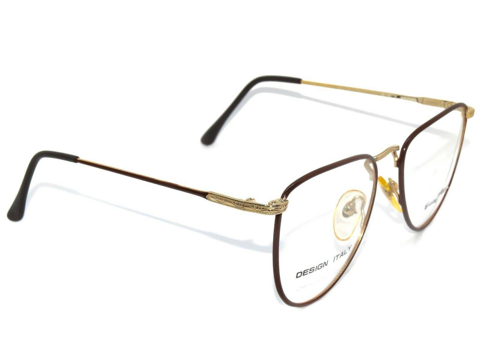 Enrico Biaggi Eyeglasses EB-45 R.G.P Brown/Gold Square Metal Frame 53[]1... - $24.99