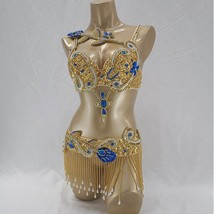 Women&#39;s Professional Belly Dance Clothing Performance Outfits Bead Crystal Belly - £152.64 GBP