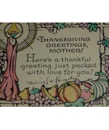 Vintage Art Deco Hand-Colored Thanksgiving Greeting Card to Mother - £3.95 GBP