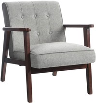 SONGMICS Leisure Chair with Solid Wood Armrest and Feet, Mid-Century Modern - £124.66 GBP
