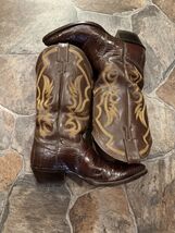 Vintage Justin Mens 8306 Size 9.5D Chocolate Iguana Lizard Cowboy Boots ... - $94.05